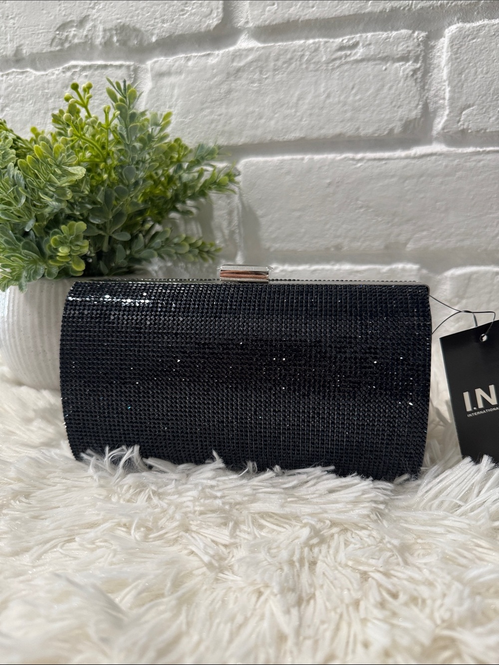 Navy Sequin Evening Clutch